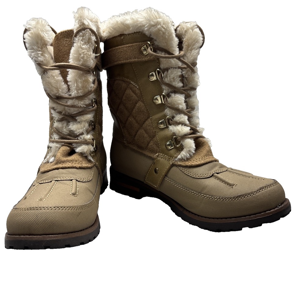 Women's Rock & Candy Winter Boots, Beige with Faux Fur, Sz 9